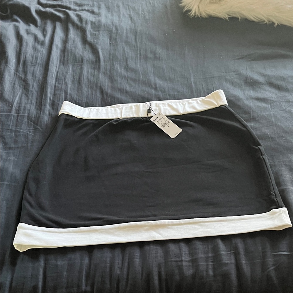 Express Black and White Mini Skirt